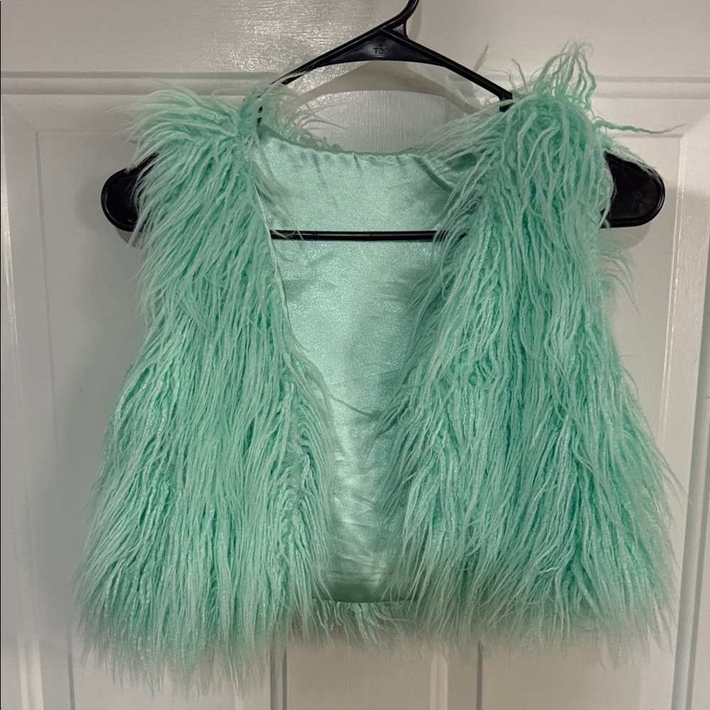 Mint Green Faux Fur Vest